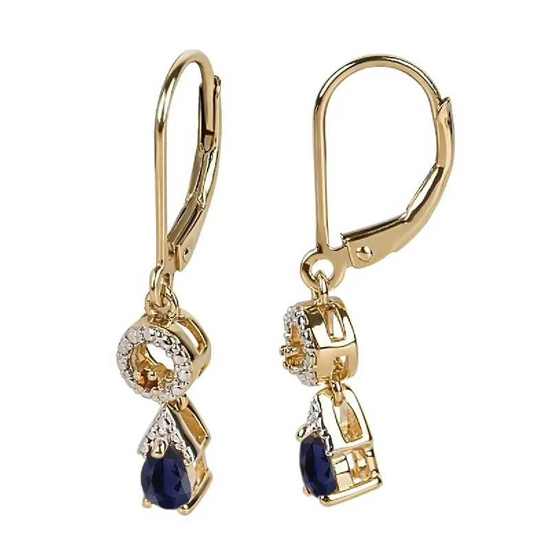 Yellow Gold Over Sterling Silver Iolite Dangle Earrings