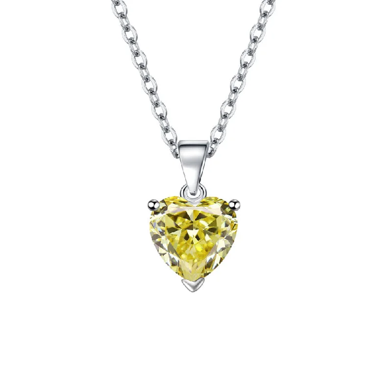 Yellow Diamond Pendant/with 40 5cm Extension Chain (Copper Plated White Gold) M46