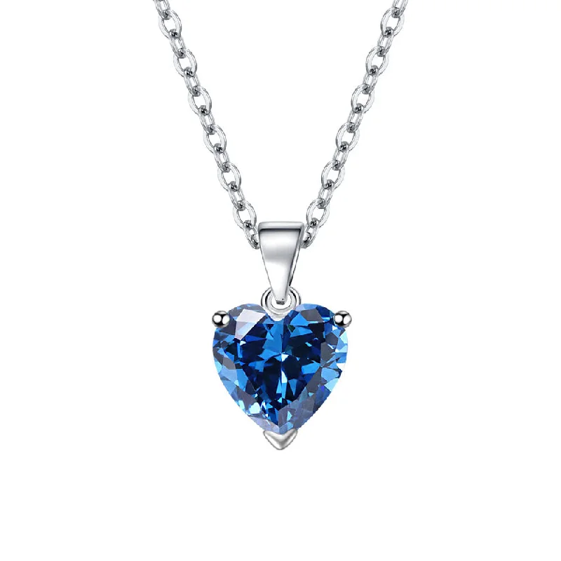 Blue Diamond Pendant/with 40 5cm Extension Chain (Copper Plated White Gold) M49