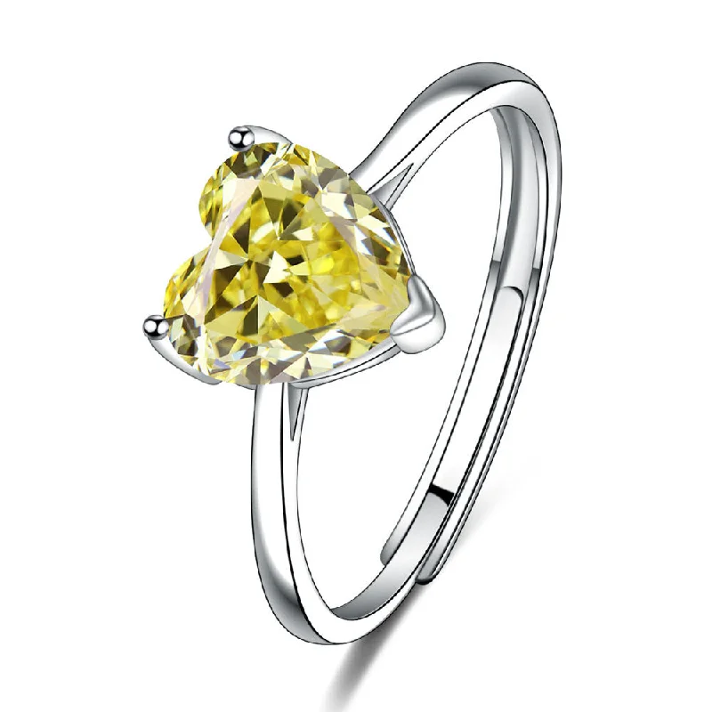 Yellow Diamond Open Ring (Copper Plated White Gold) M2