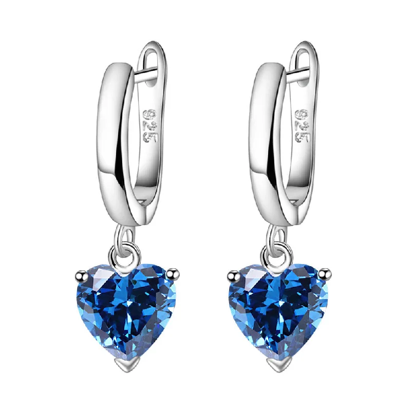 Blue Diamond Ear Clip/Pair Price (Copper Plated White Gold) M27