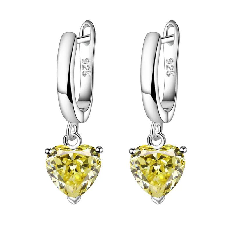 Yellow Diamond Ear Clip/Pair Price (Copper Plated White Gold) M24