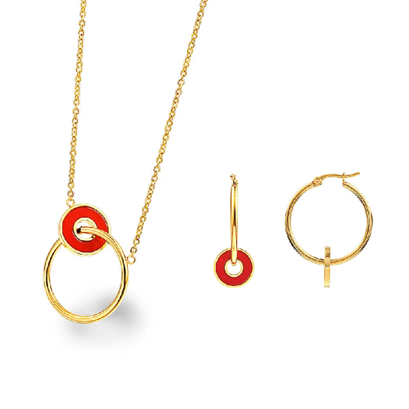 Gold Red Earrings Pairs