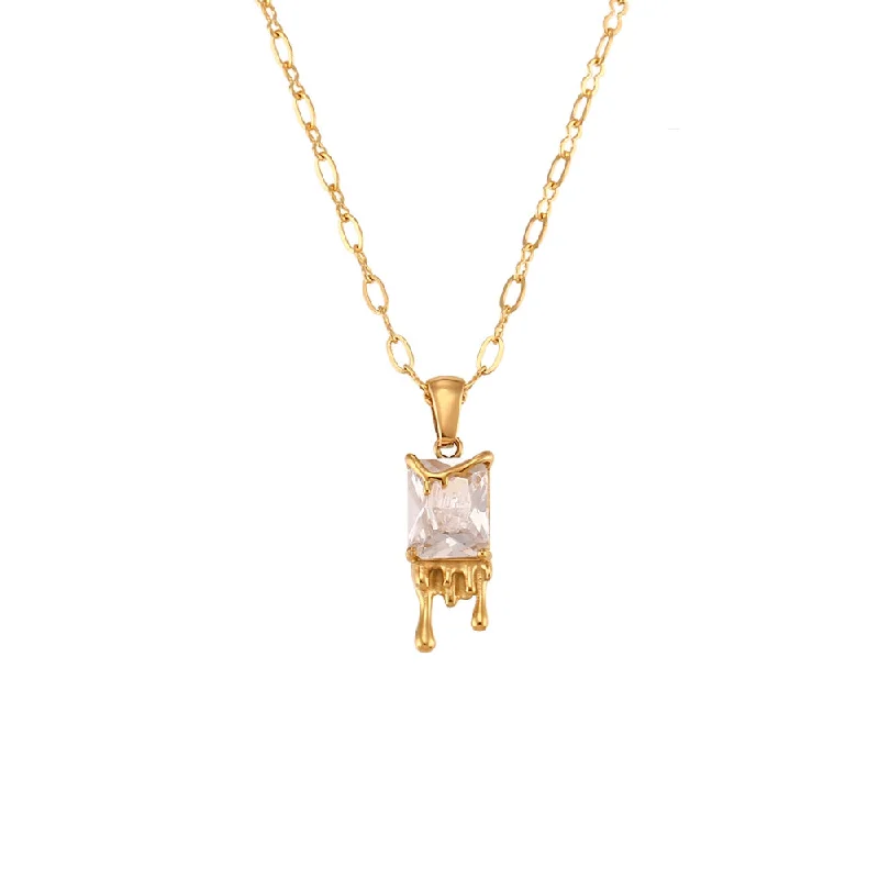 Necklace-Gold-White diamond