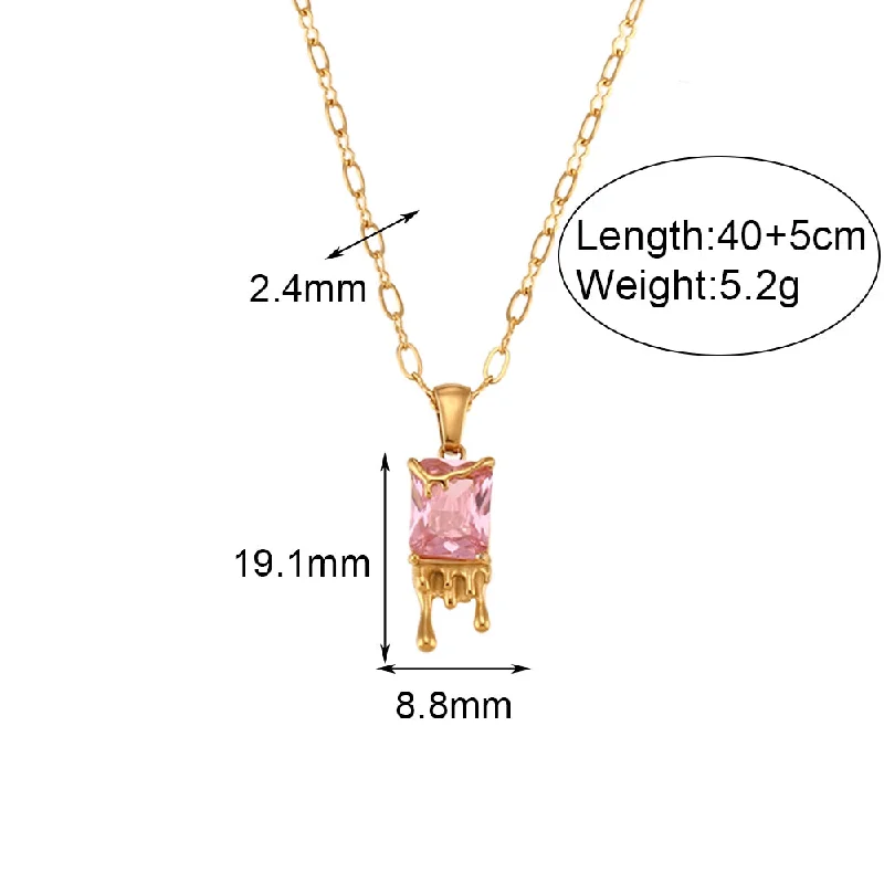 Necklace-Gold-Pink diamond