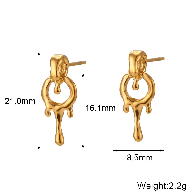 Lava Ring Pendant Earrings-Gold