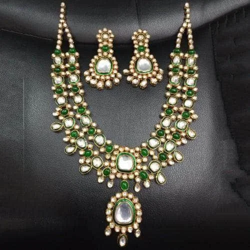 Emerald Polki Necklace And Earring Set