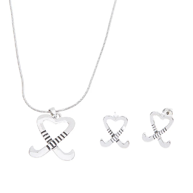 Field Hockey Heart Stick Earrings & Necklace