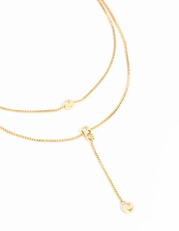 Gold Plated Herringbone Chain Necklaces 2-Pack