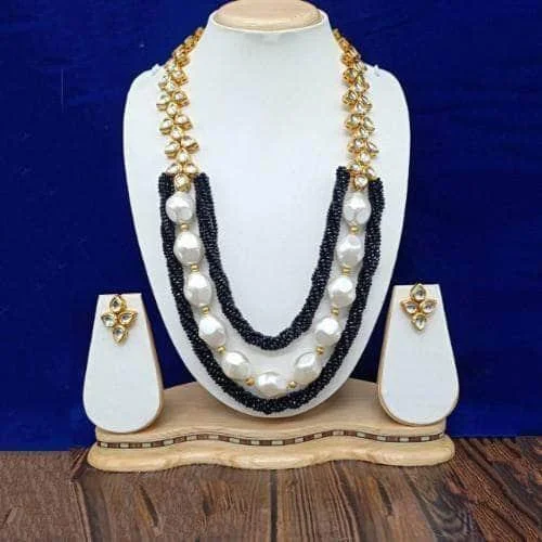 Long Twist Big Pearl Necklace And Earring Set