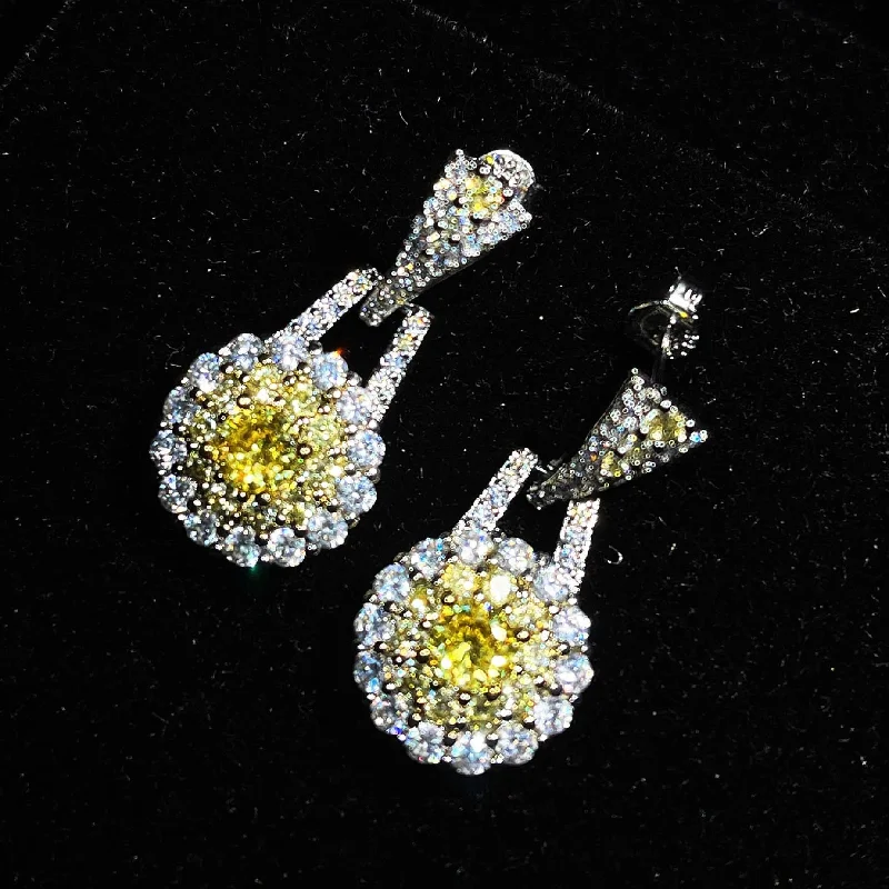 Yellow Diamond Ear Studs [One Pair Price]]