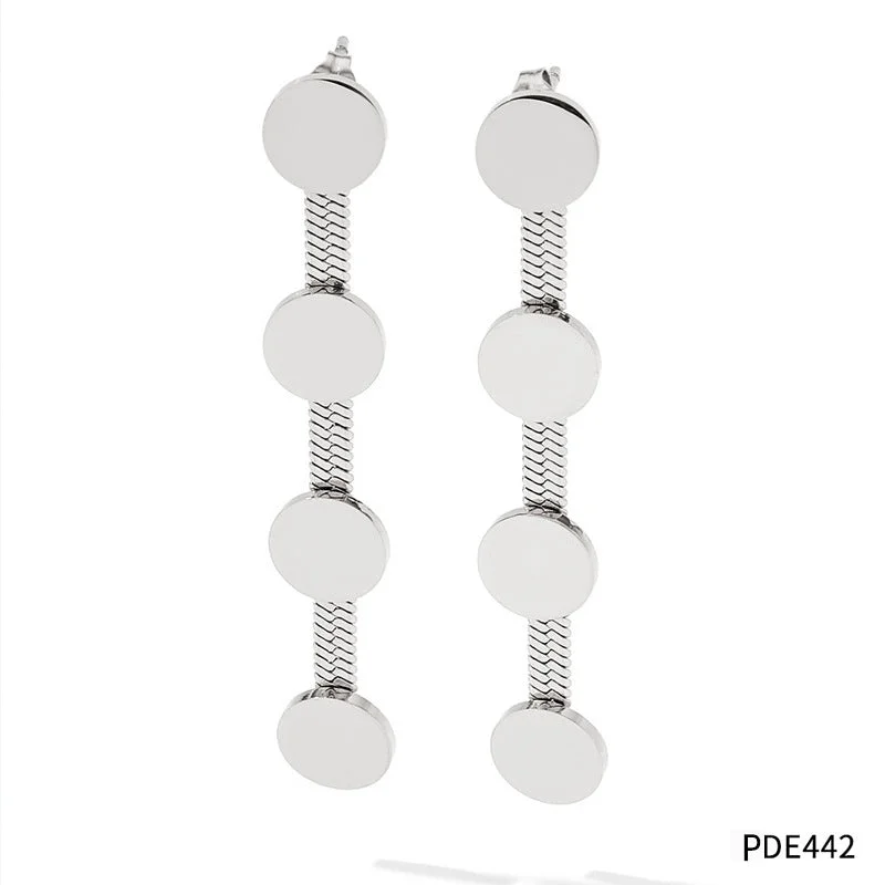 Pde442 White Gold Color Earrings