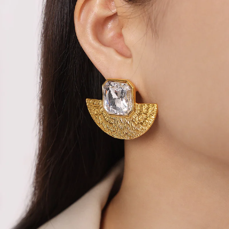 F1153-Gold White Acrylic Earrings