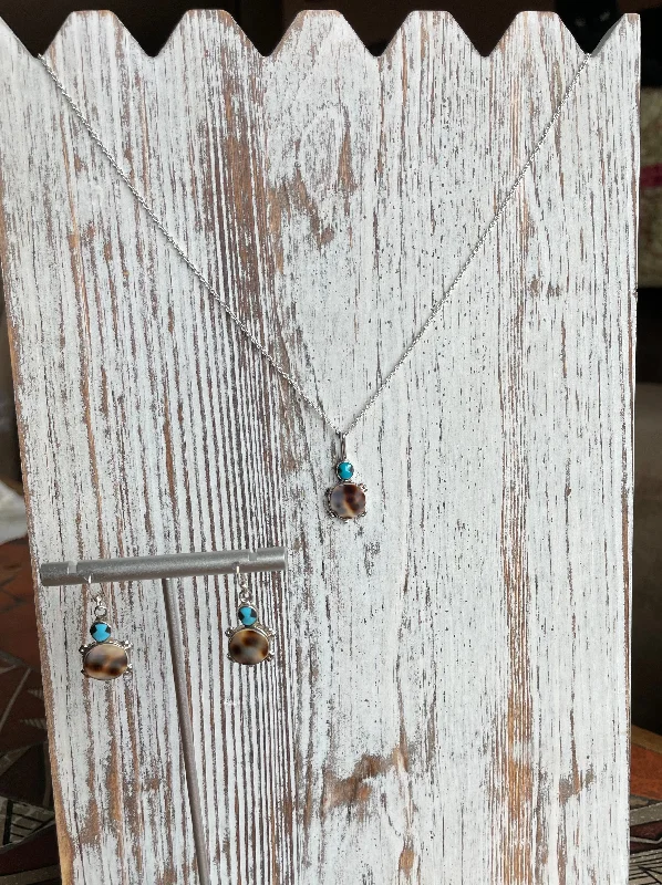 Turtle necklace and earring set