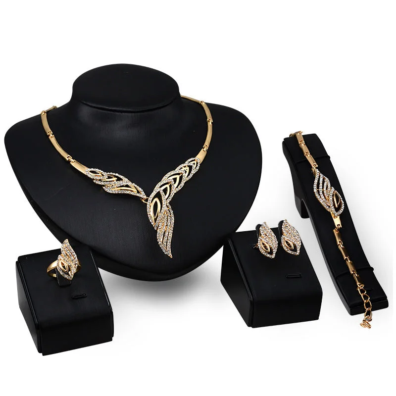 Wholesale Alloy Jewelry Set Necklace Earrings Four Pieces Set