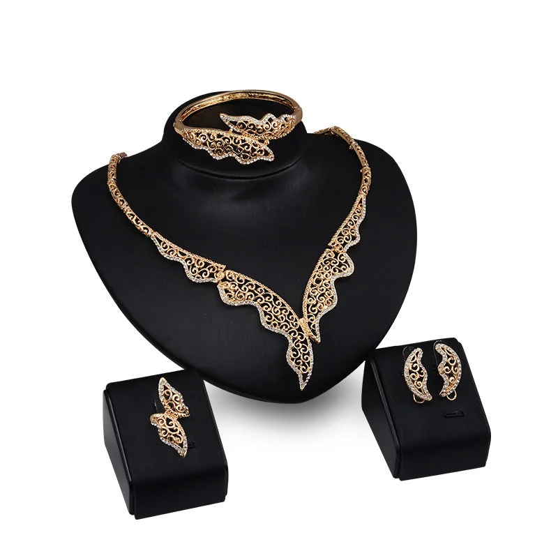 Wholesale Alloy Necklace Earrings Jewelry Set Four Pieces