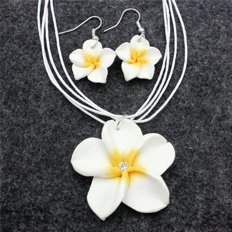 Wholesale Flower Smoky Earrings Necklace Jewelry Set