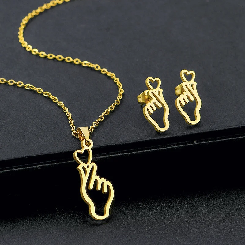 Wholesale Hollow Palm Necklace Earring Set