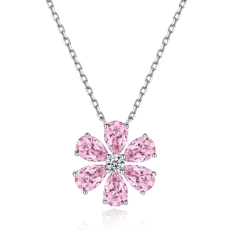 Six Flower Pink Necklace