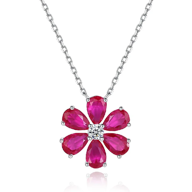 Six-Flower Rose Red Necklace