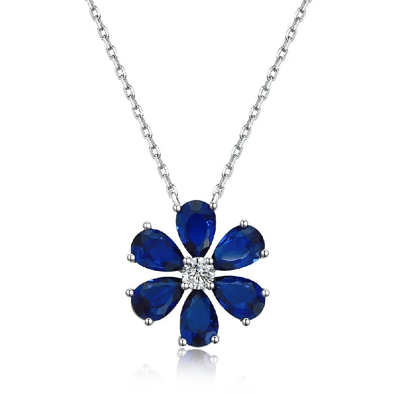 Six-Flower Dark Blue Necklace