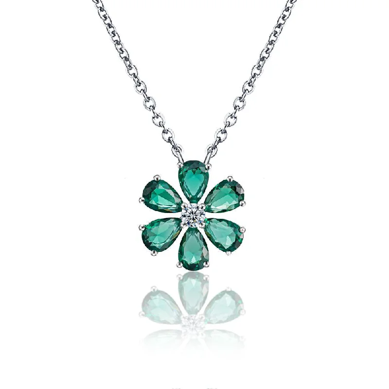 Six Flower Green Necklace