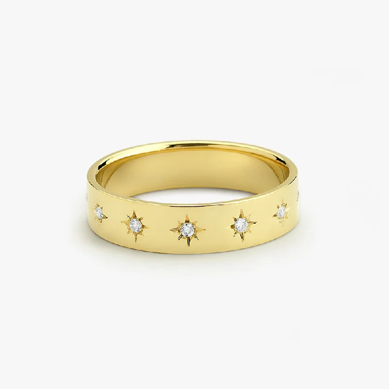 14K Gold Starburst Band